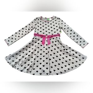 Dollie & Me Velvet Heart Black/Gray/Pink Girls Skater Dress with Pink Accents